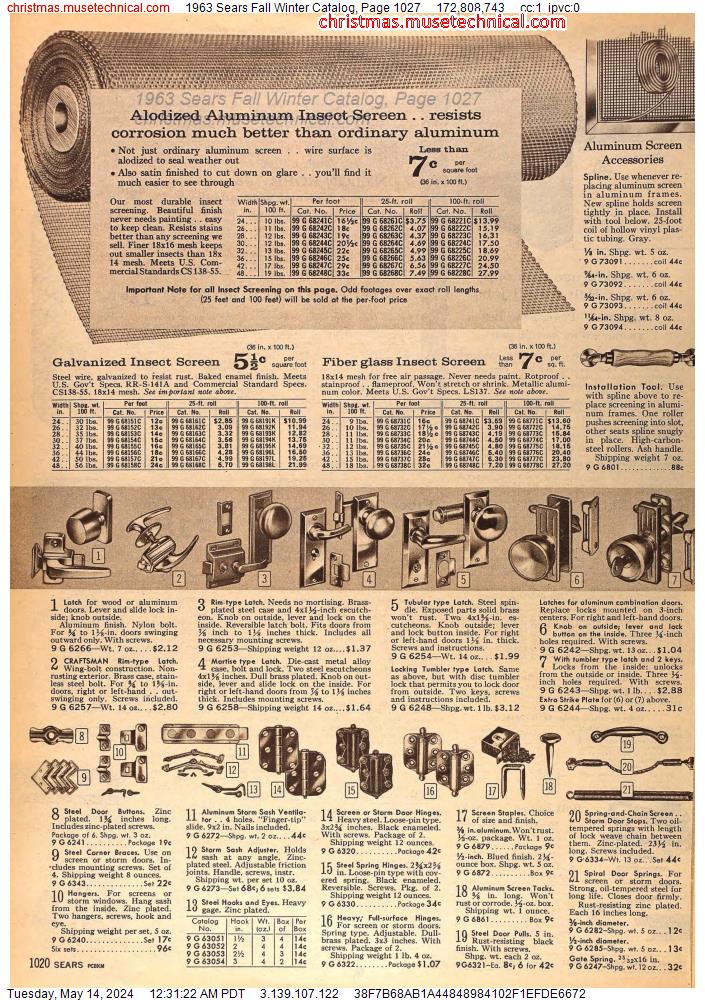 1963 Sears Fall Winter Catalog, Page 1027