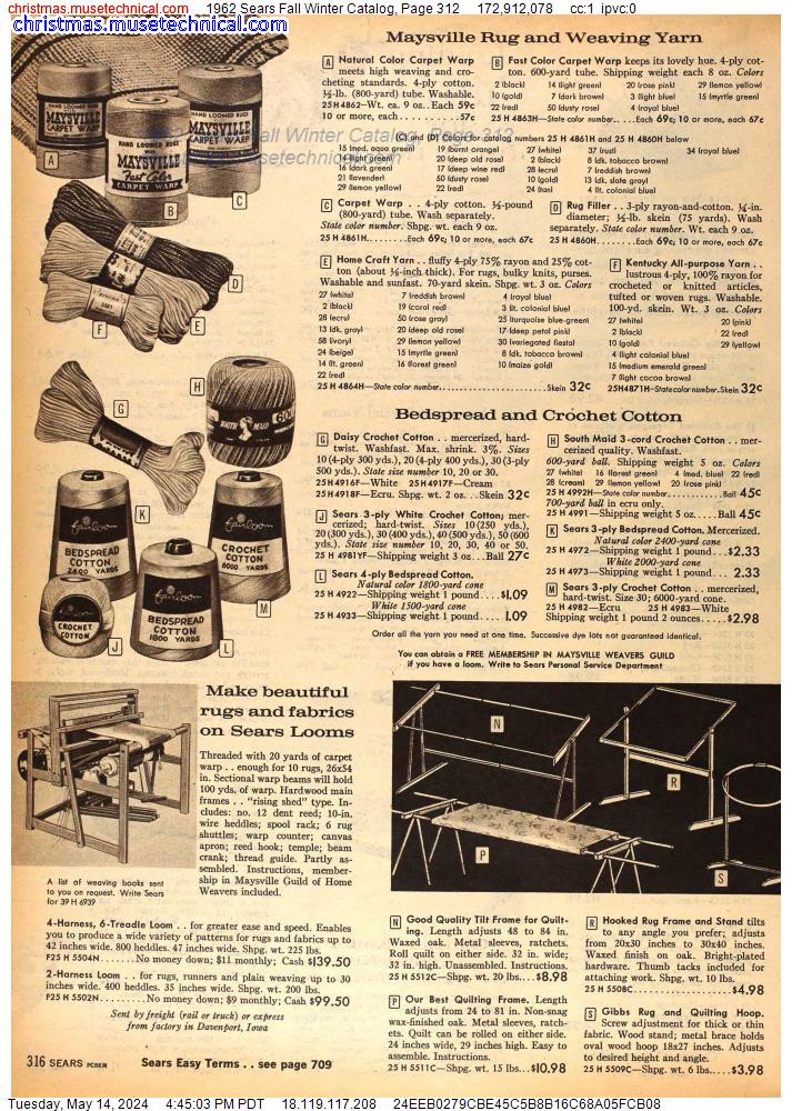 1962 Sears Fall Winter Catalog, Page 312