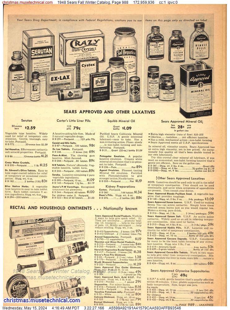 1948 Sears Fall Winter Catalog, Page 988