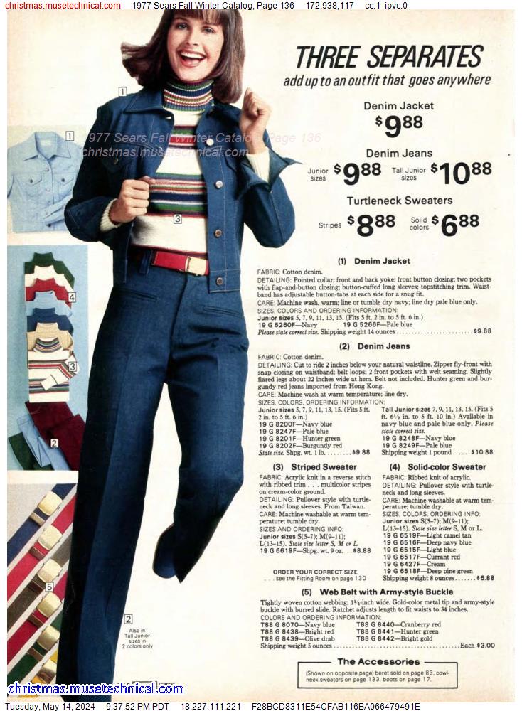 1977 Sears Fall Winter Catalog, Page 136