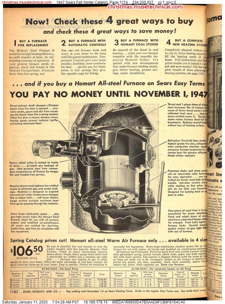 1947 Sears Fall Winter Catalog, Page 1174