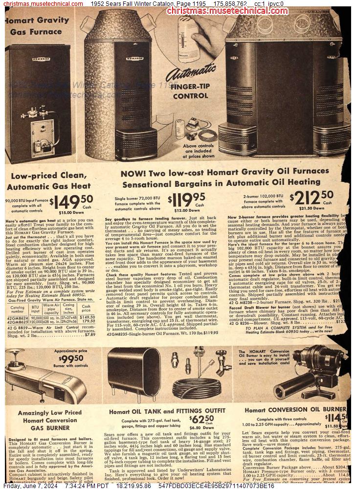 1952 Sears Fall Winter Catalog, Page 1195