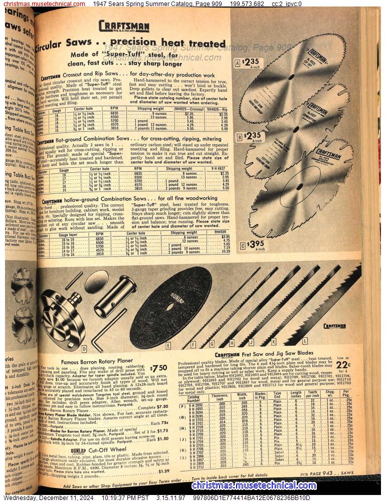 1947 Sears Spring Summer Catalog, Page 909