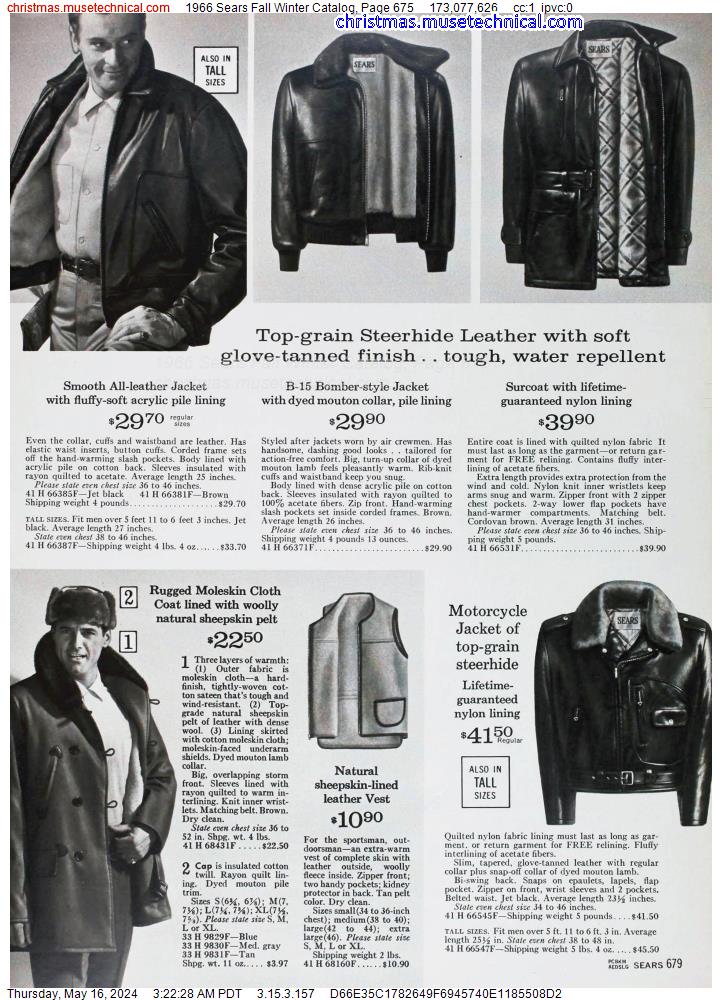 1966 Sears Fall Winter Catalog, Page 675