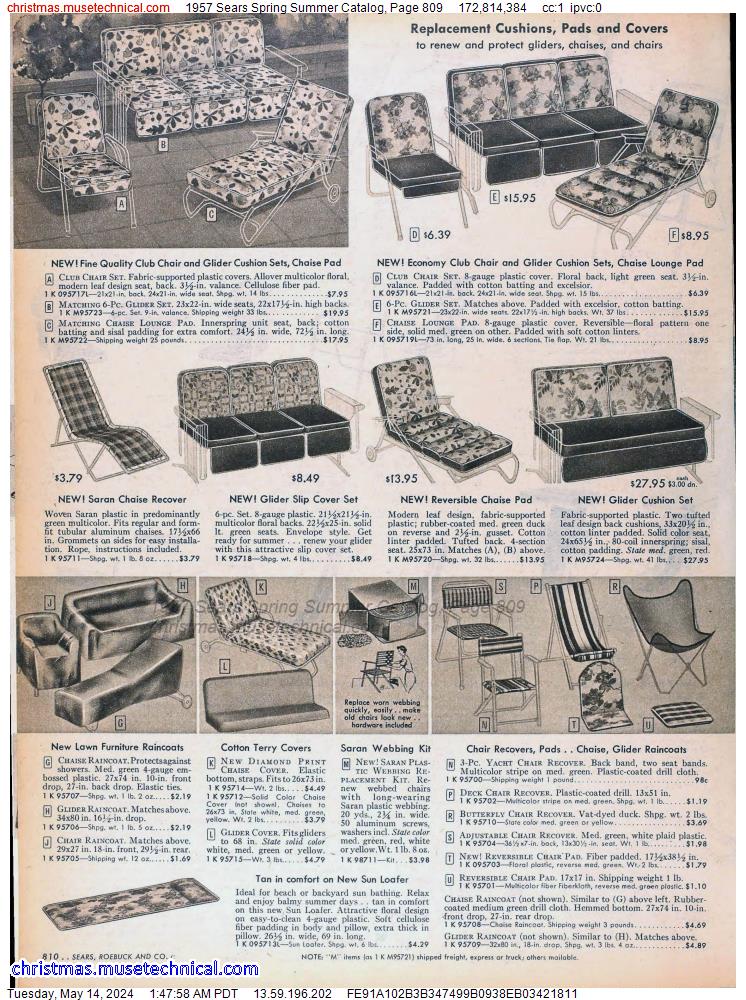 1957 Sears Spring Summer Catalog, Page 809