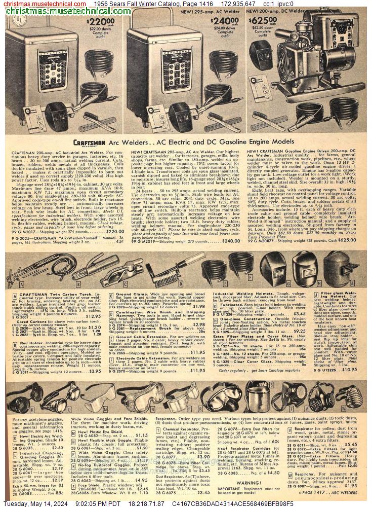 1956 Sears Fall Winter Catalog, Page 1416