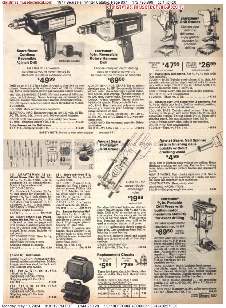 1977 Sears Fall Winter Catalog, Page 837