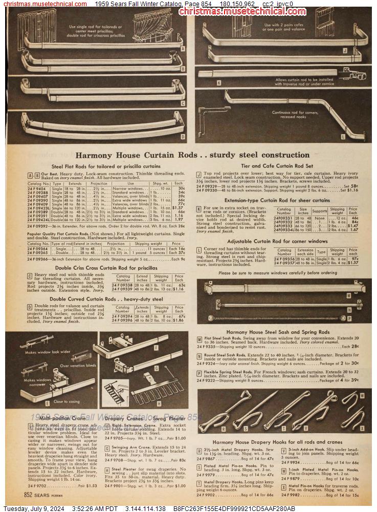 1959 Sears Fall Winter Catalog, Page 854