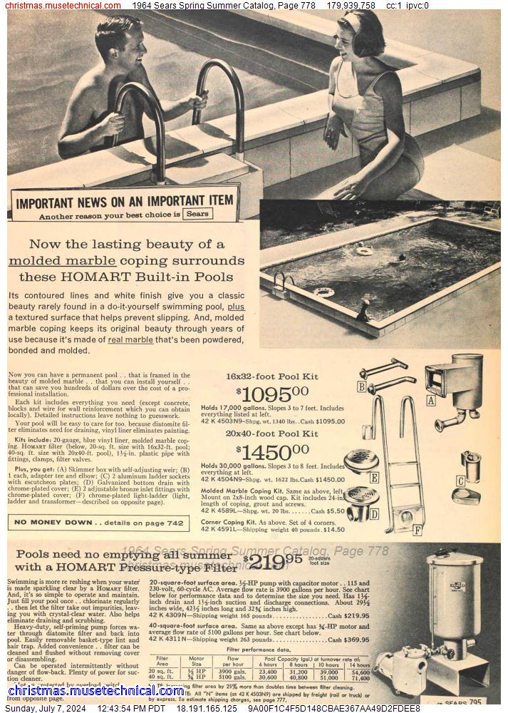 1964 Sears Spring Summer Catalog, Page 778
