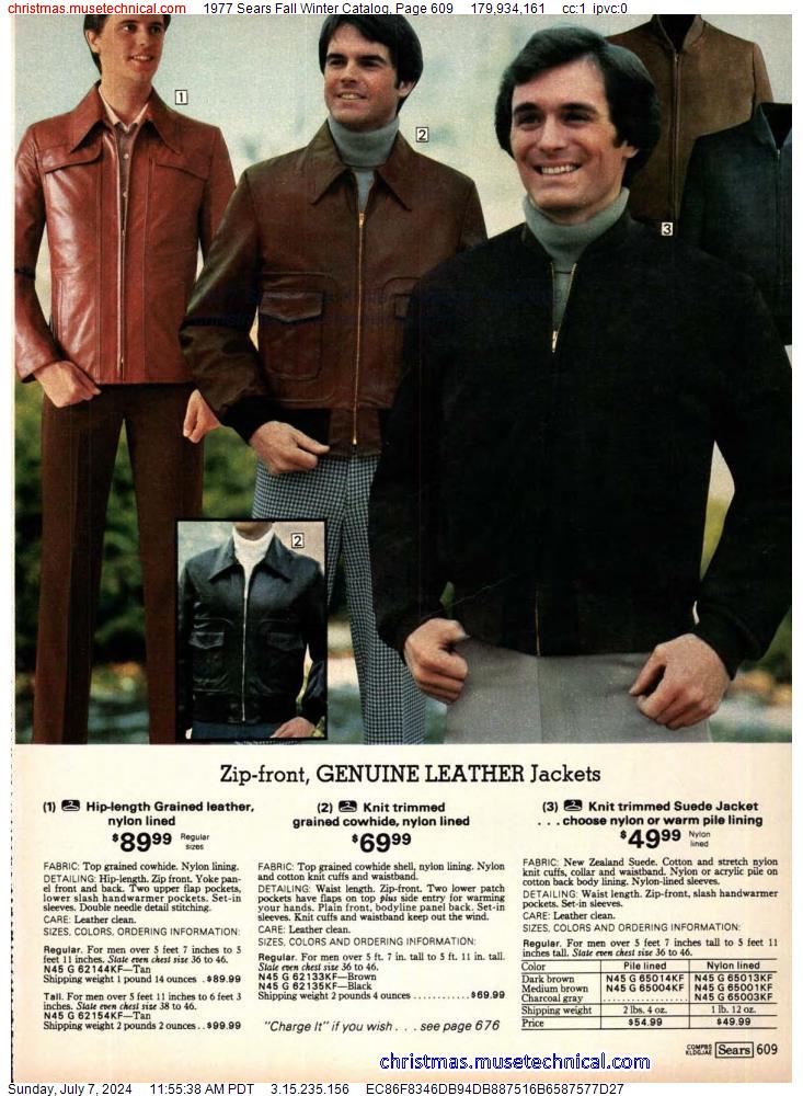 1977 Sears Fall Winter Catalog, Page 609