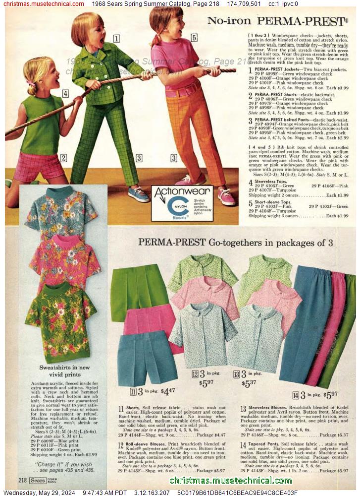 1968 Sears Spring Summer Catalog, Page 218