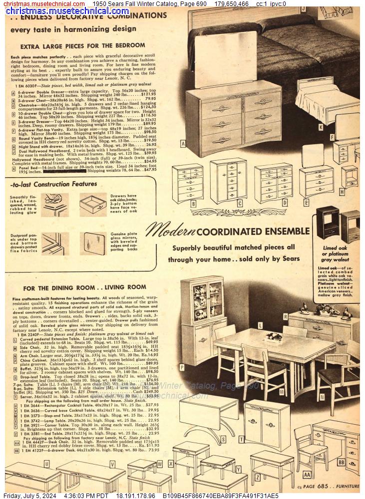 1950 Sears Fall Winter Catalog, Page 690