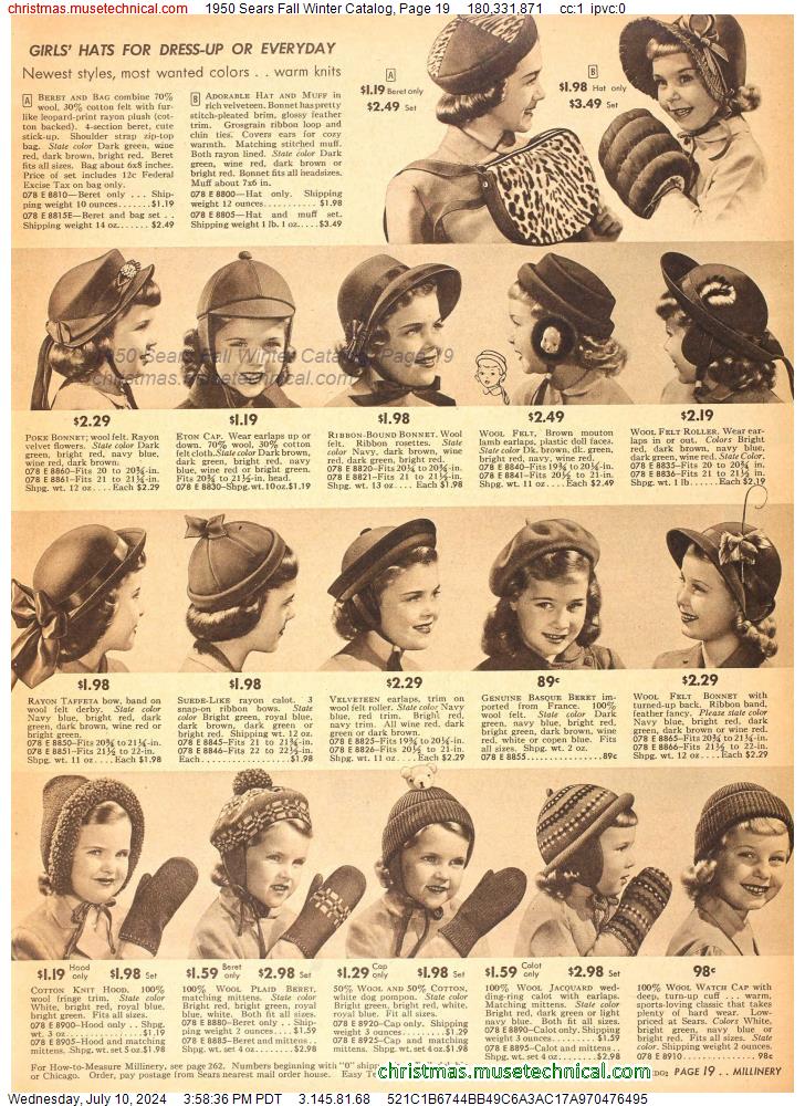 1950 Sears Fall Winter Catalog, Page 19