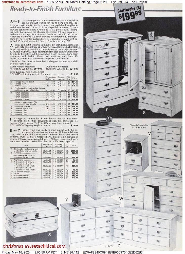 1985 Sears Fall Winter Catalog, Page 1229