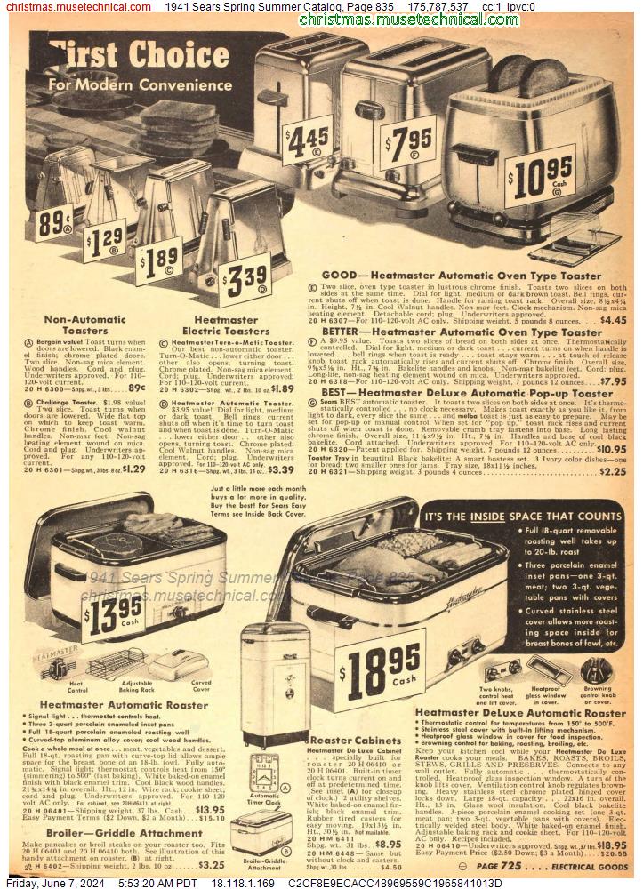 1941 Sears Spring Summer Catalog, Page 835