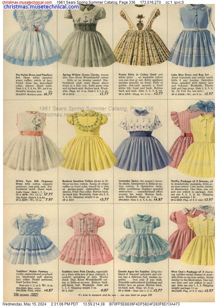 1961 Sears Spring Summer Catalog, Page 336