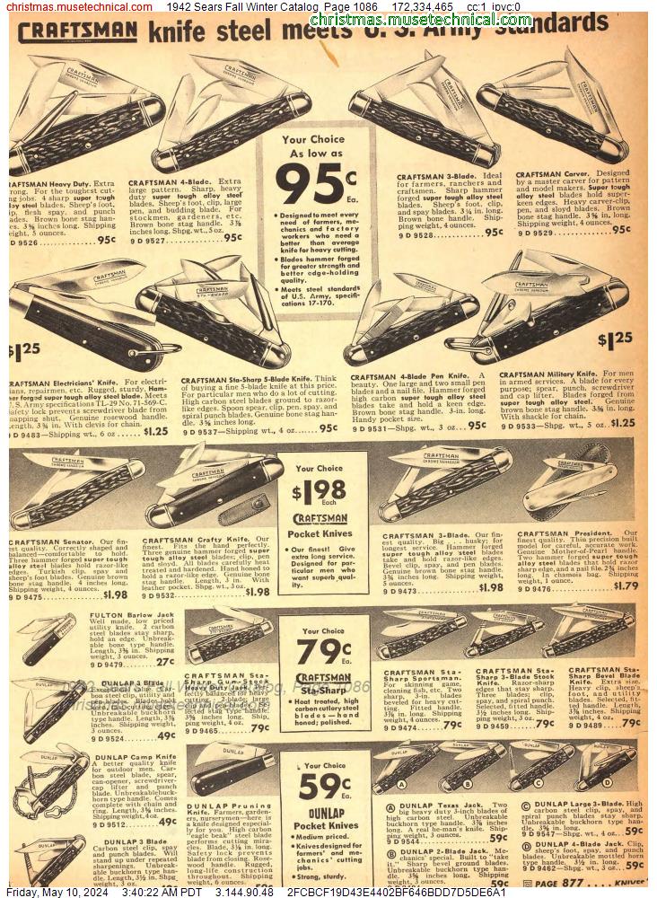1942 Sears Fall Winter Catalog, Page 1086