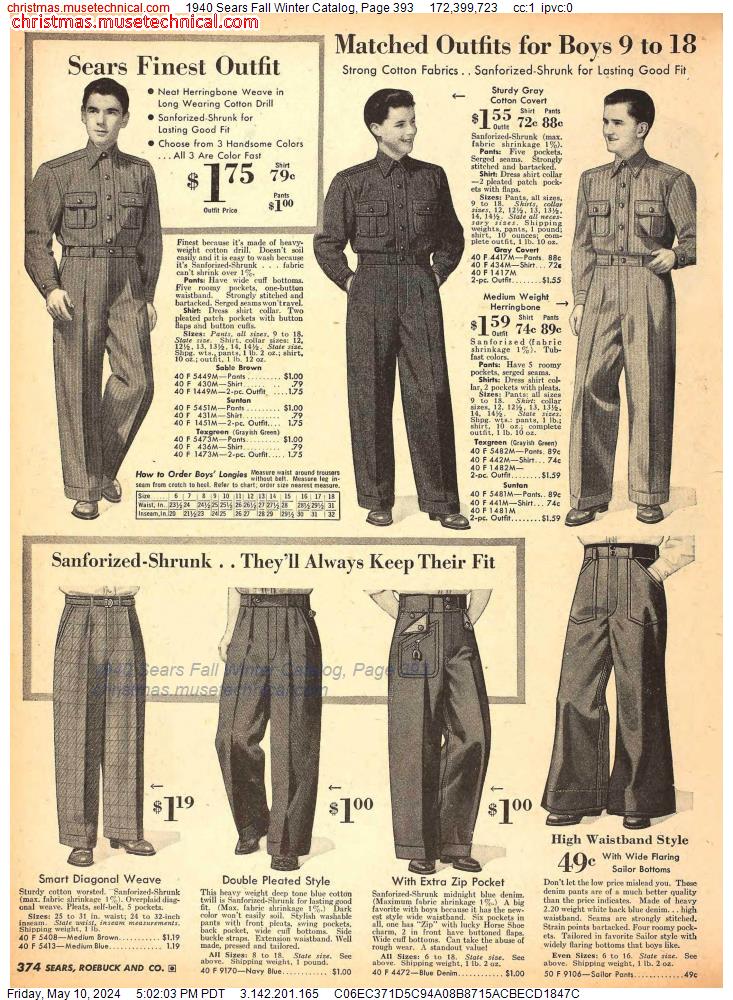 1940 Sears Fall Winter Catalog, Page 393