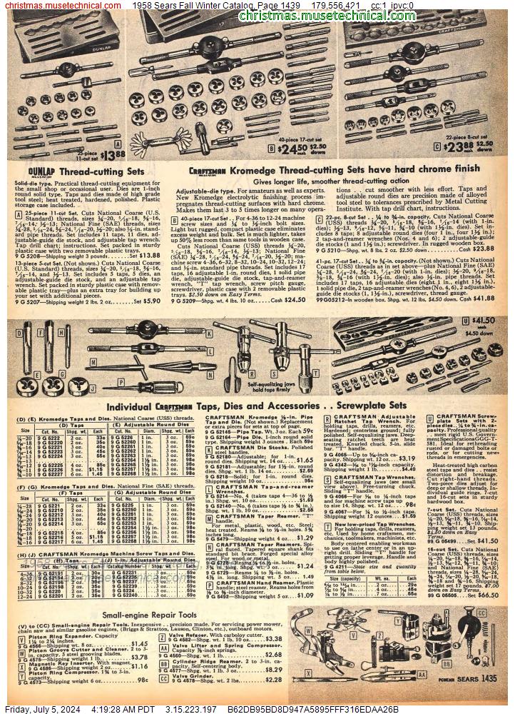 1958 Sears Fall Winter Catalog, Page 1439