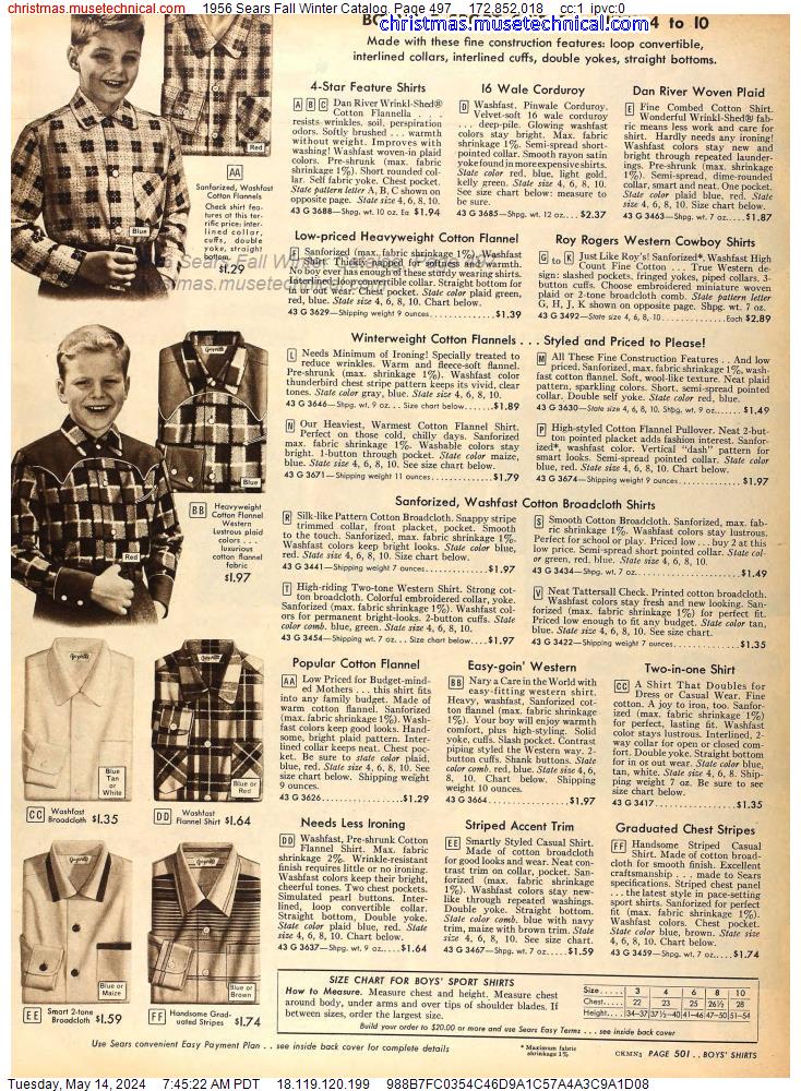 1956 Sears Fall Winter Catalog, Page 497
