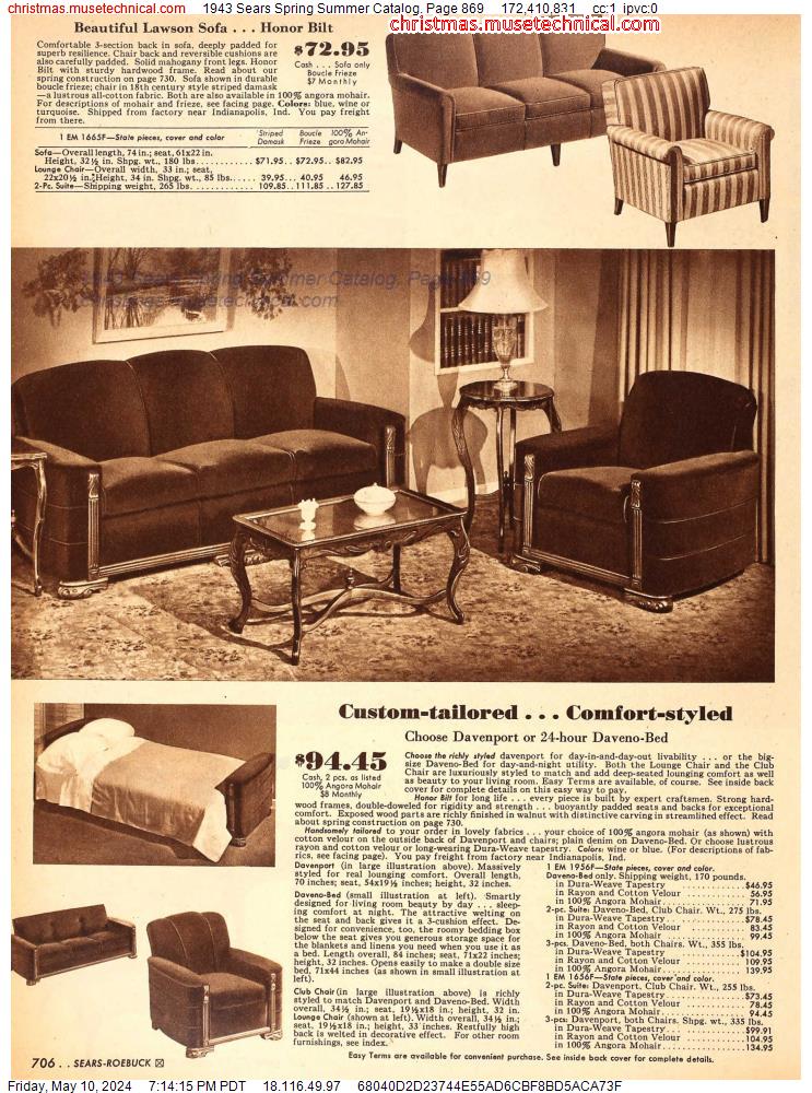 1943 Sears Spring Summer Catalog, Page 869