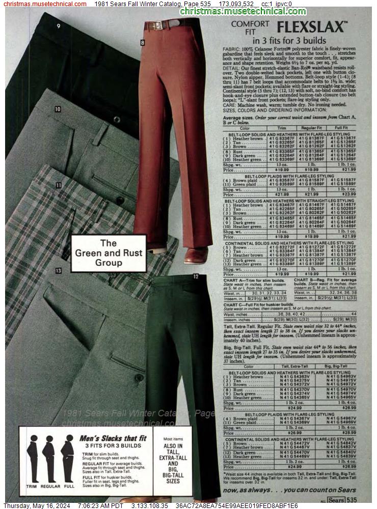 1981 Sears Fall Winter Catalog, Page 535