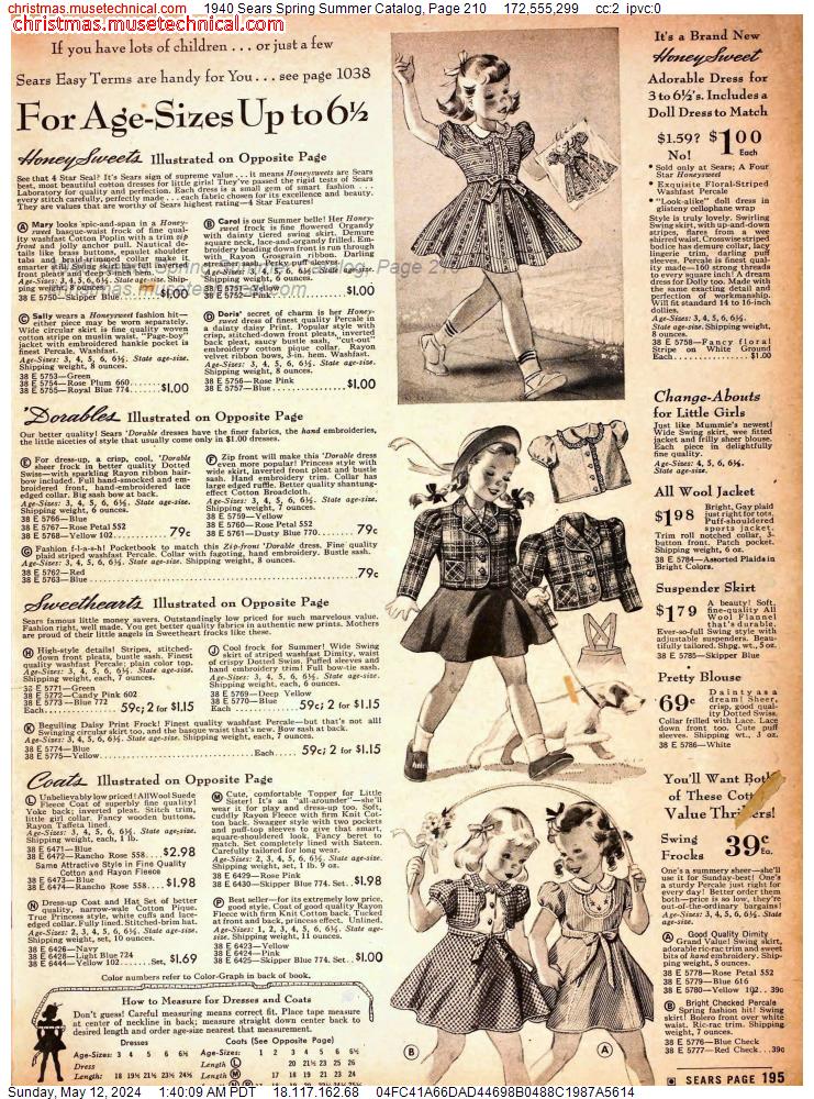 1940 Sears Spring Summer Catalog, Page 210