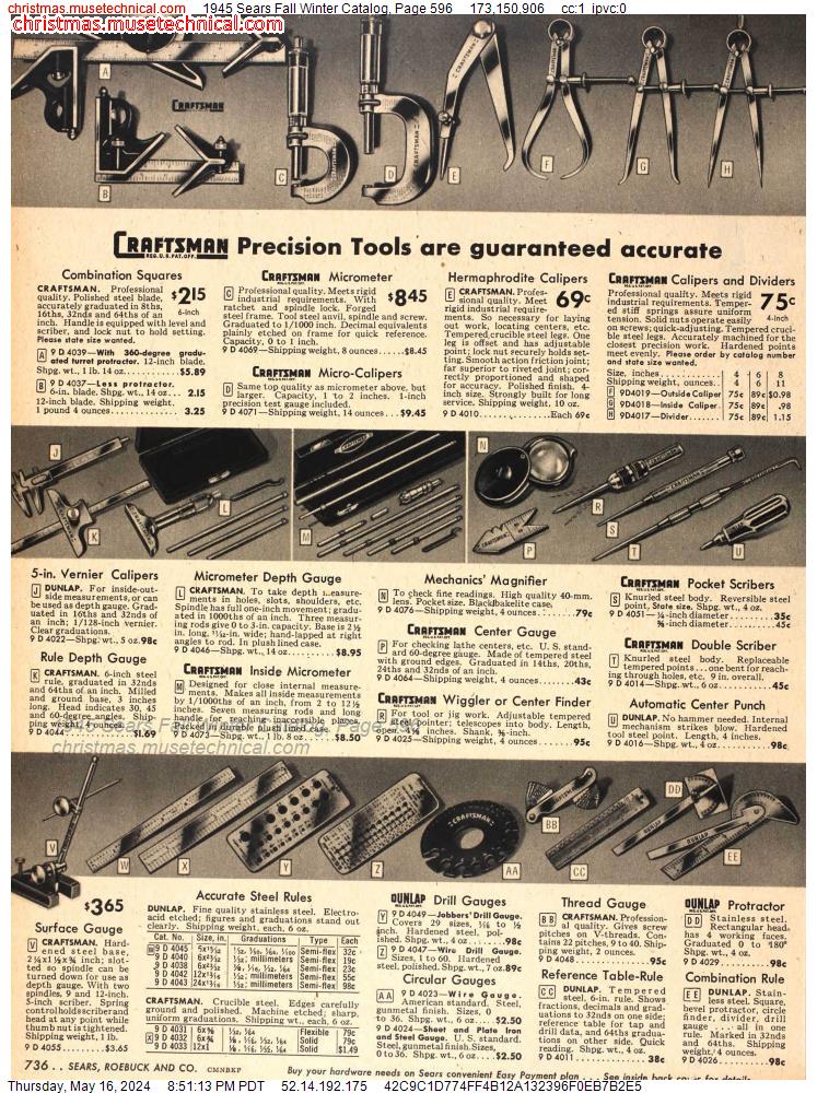 1945 Sears Fall Winter Catalog, Page 596