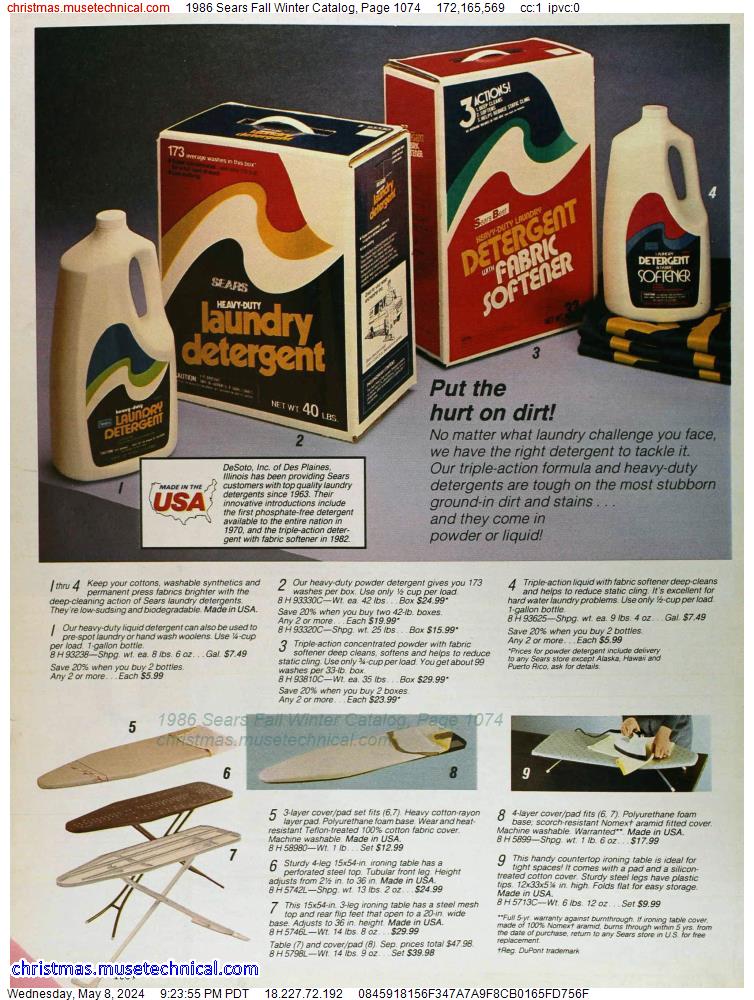 1986 Sears Fall Winter Catalog, Page 1074