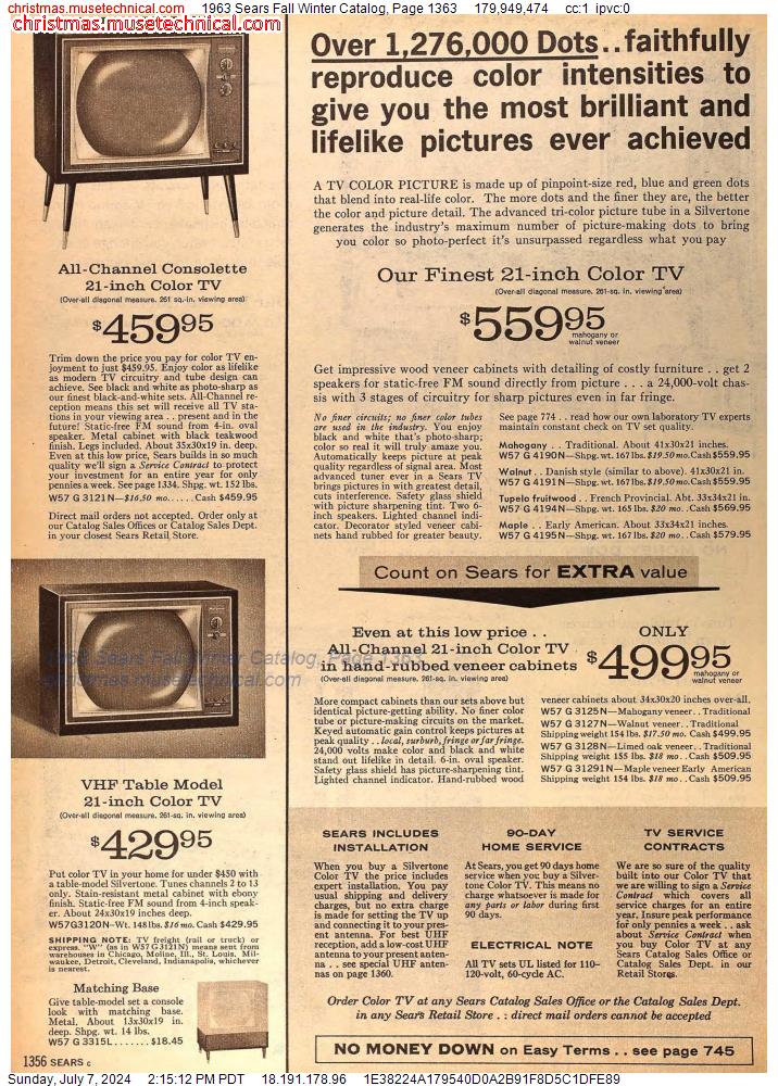 1963 Sears Fall Winter Catalog, Page 1363