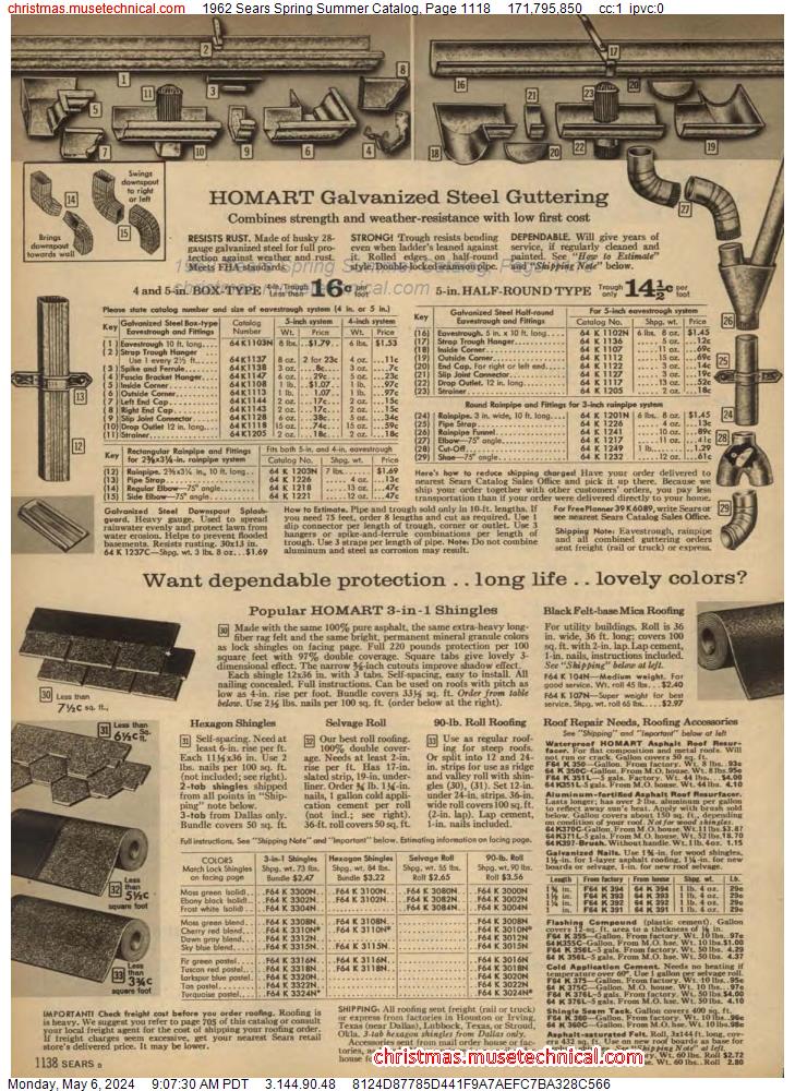 1962 Sears Spring Summer Catalog, Page 1118