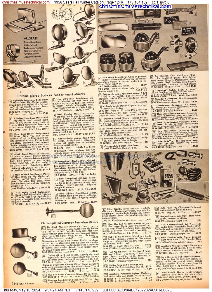 1958 Sears Fall Winter Catalog, Page 1246