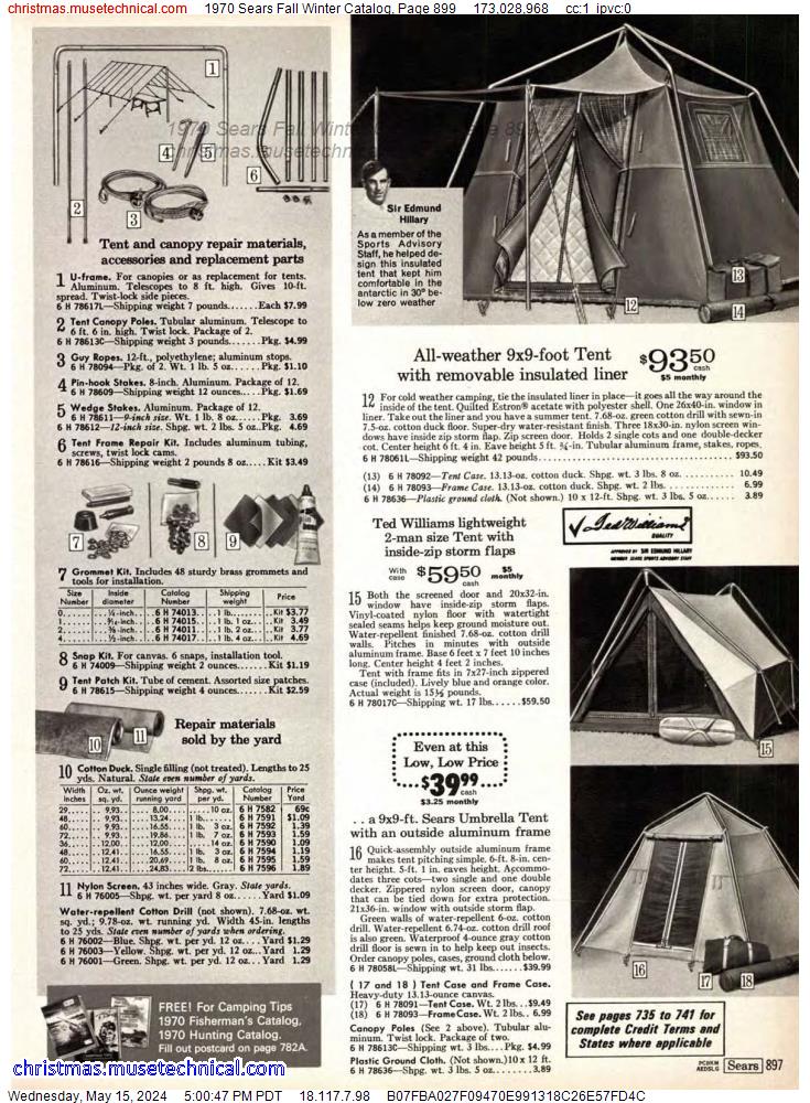 1970 Sears Fall Winter Catalog, Page 899