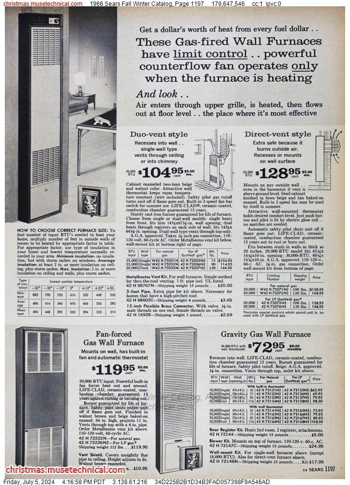 1966 Sears Fall Winter Catalog, Page 1197