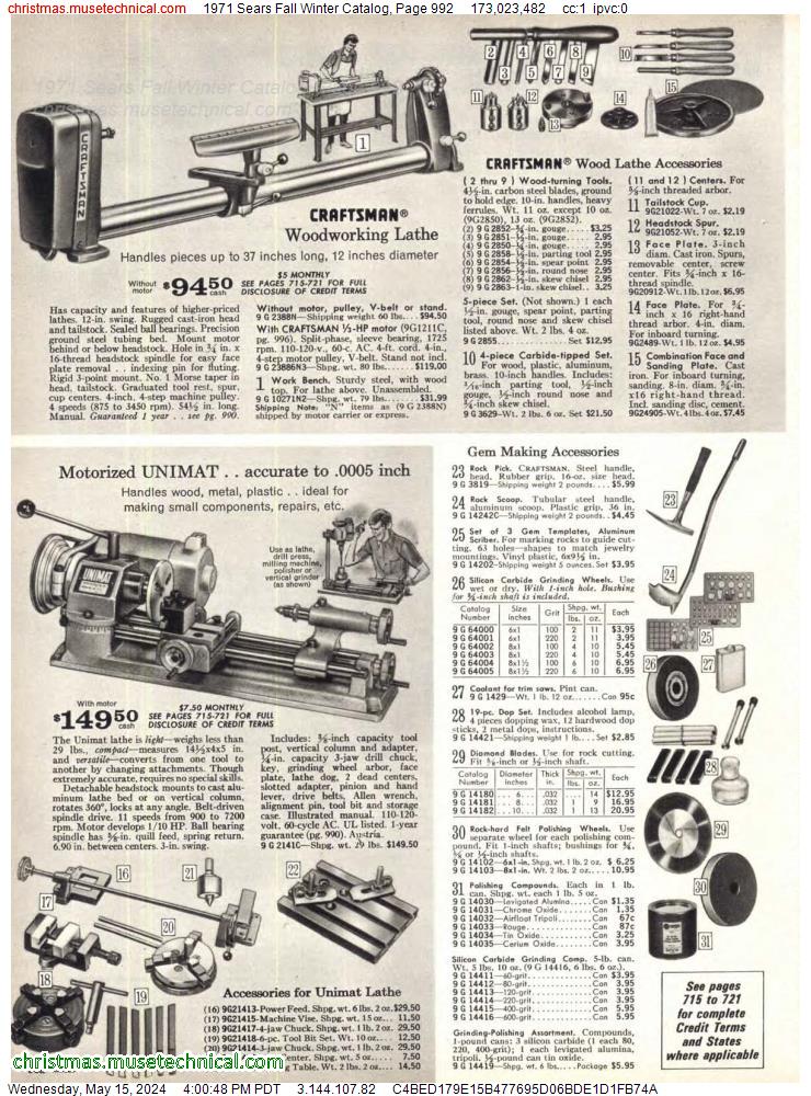 1971 Sears Fall Winter Catalog, Page 992