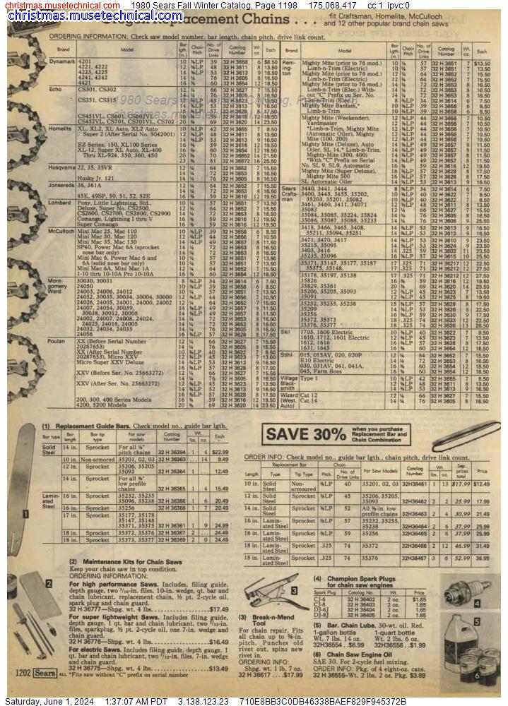 1980 Sears Fall Winter Catalog, Page 1198