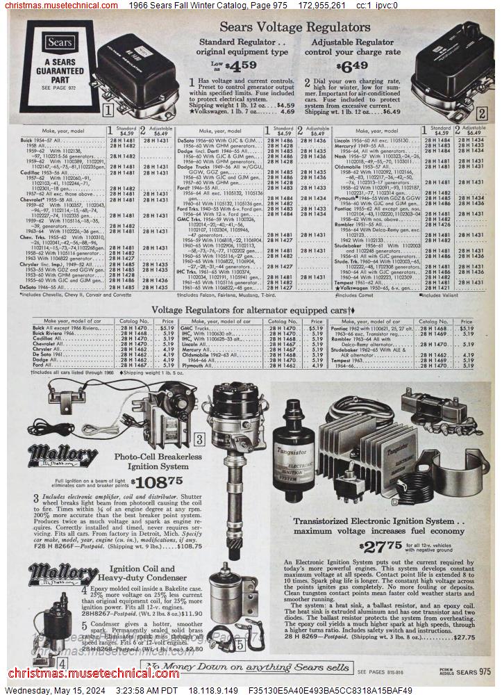 1966 Sears Fall Winter Catalog, Page 975