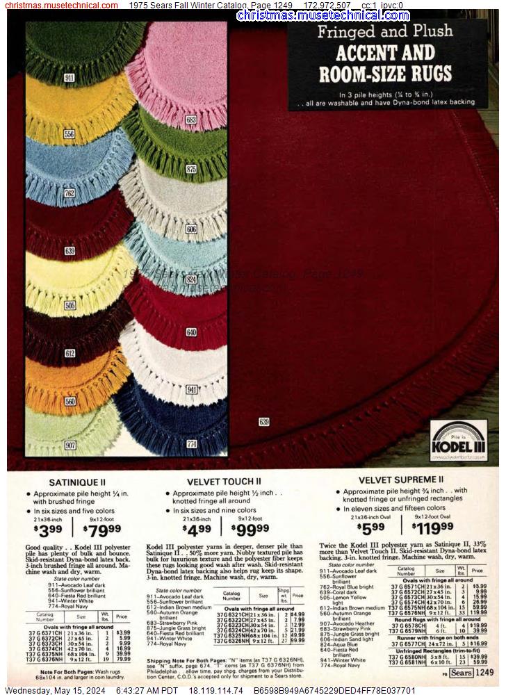 1975 Sears Fall Winter Catalog, Page 1249