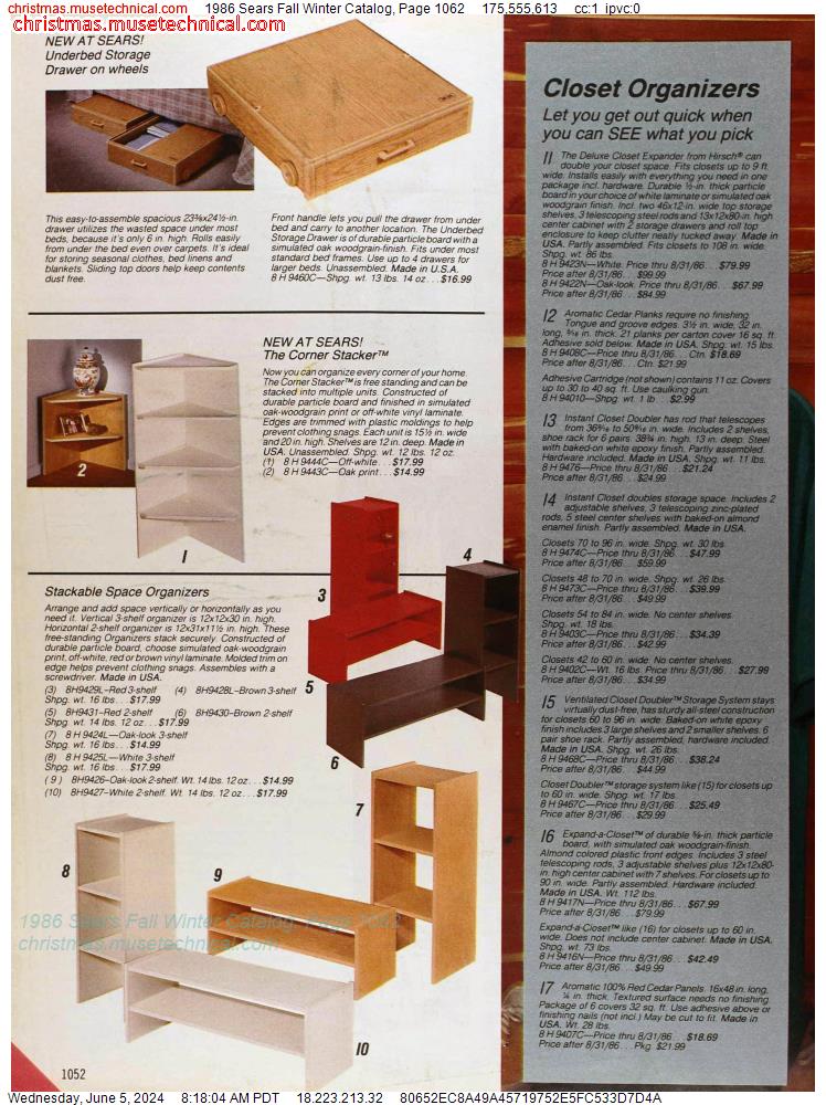 1986 Sears Fall Winter Catalog, Page 1062