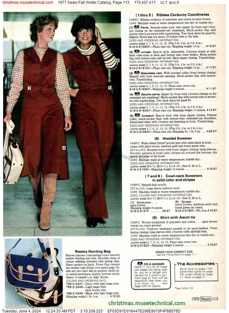 1977 Sears Fall Winter Catalog, Page 113