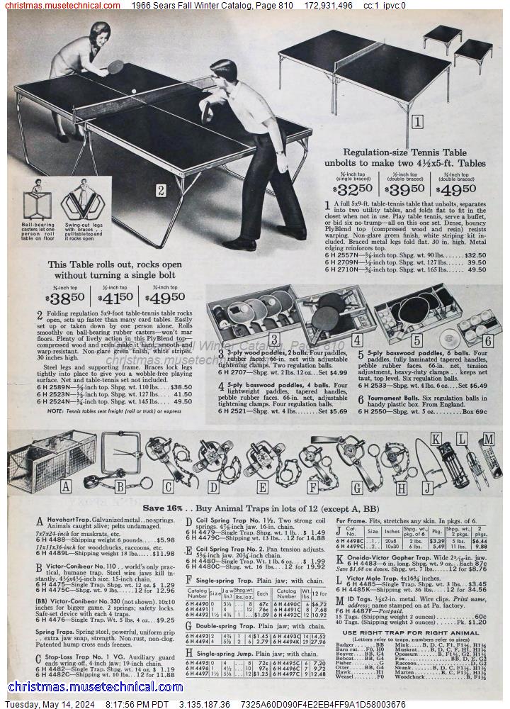 1966 Sears Fall Winter Catalog, Page 810