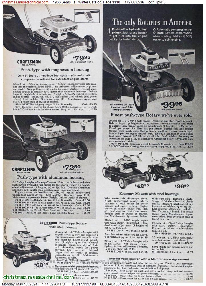 1966 Sears Fall Winter Catalog, Page 1110