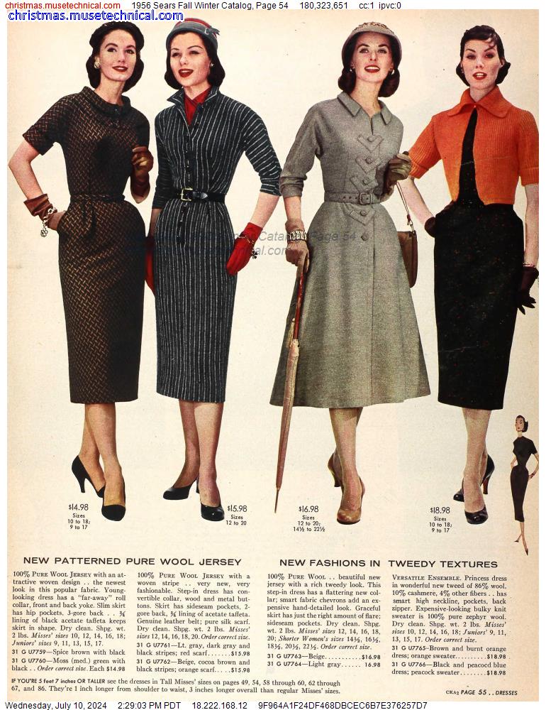 1956 Sears Fall Winter Catalog, Page 54