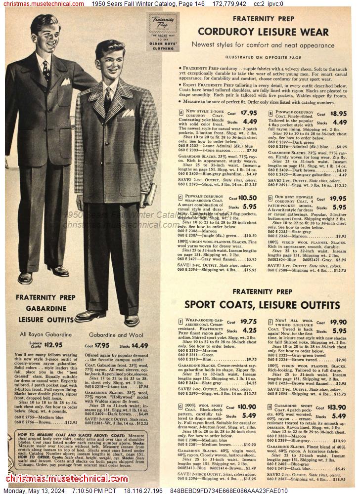 1950 Sears Fall Winter Catalog, Page 146