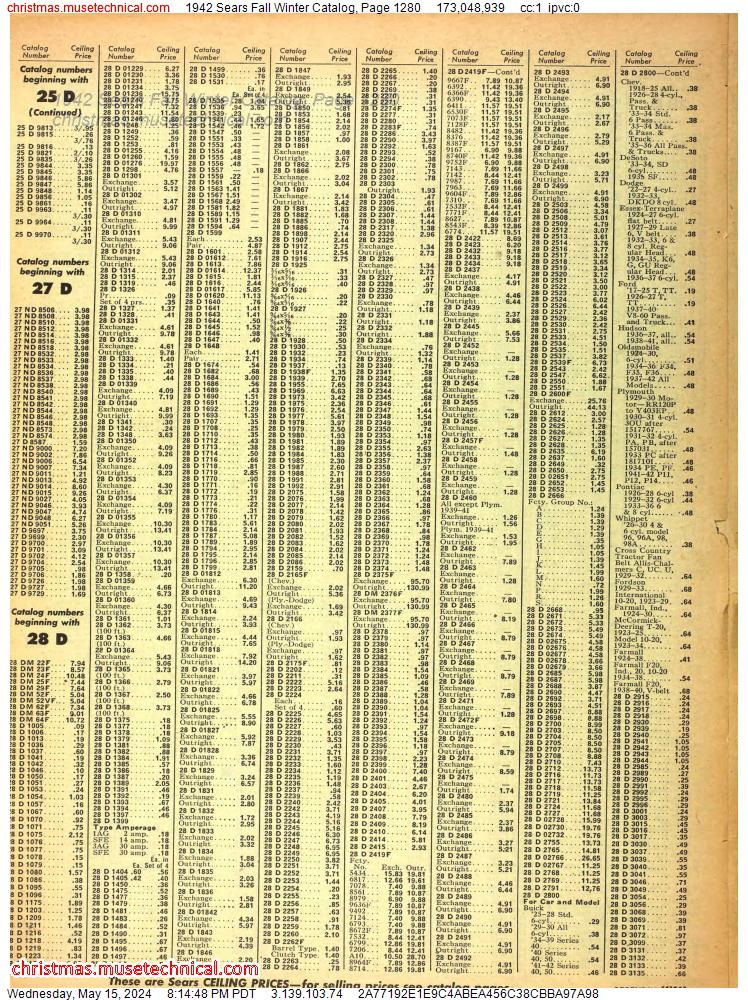 1942 Sears Fall Winter Catalog, Page 1280