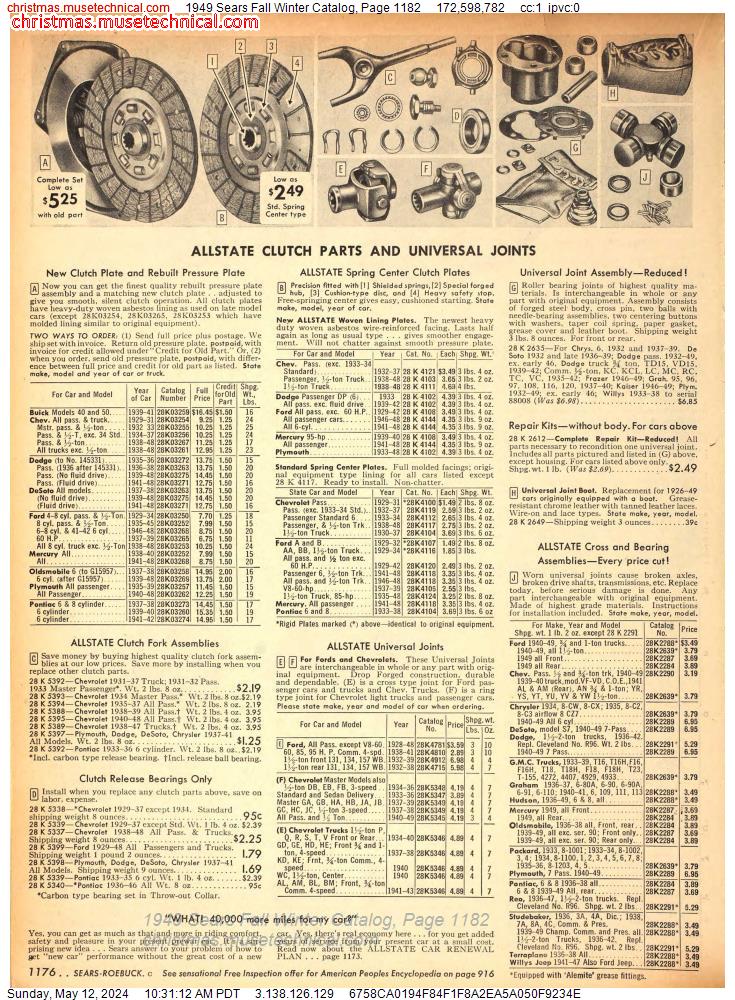 1949 Sears Fall Winter Catalog, Page 1182