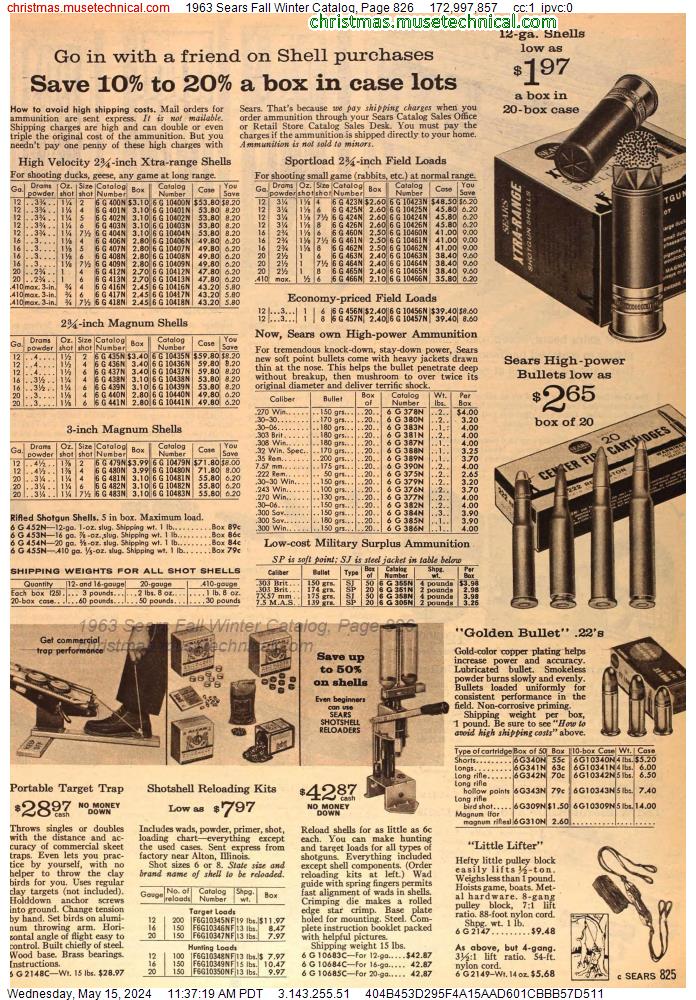 1963 Sears Fall Winter Catalog, Page 826