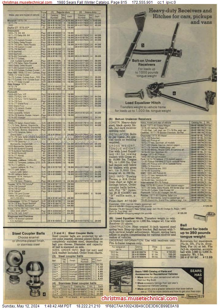 1980 Sears Fall Winter Catalog, Page 815