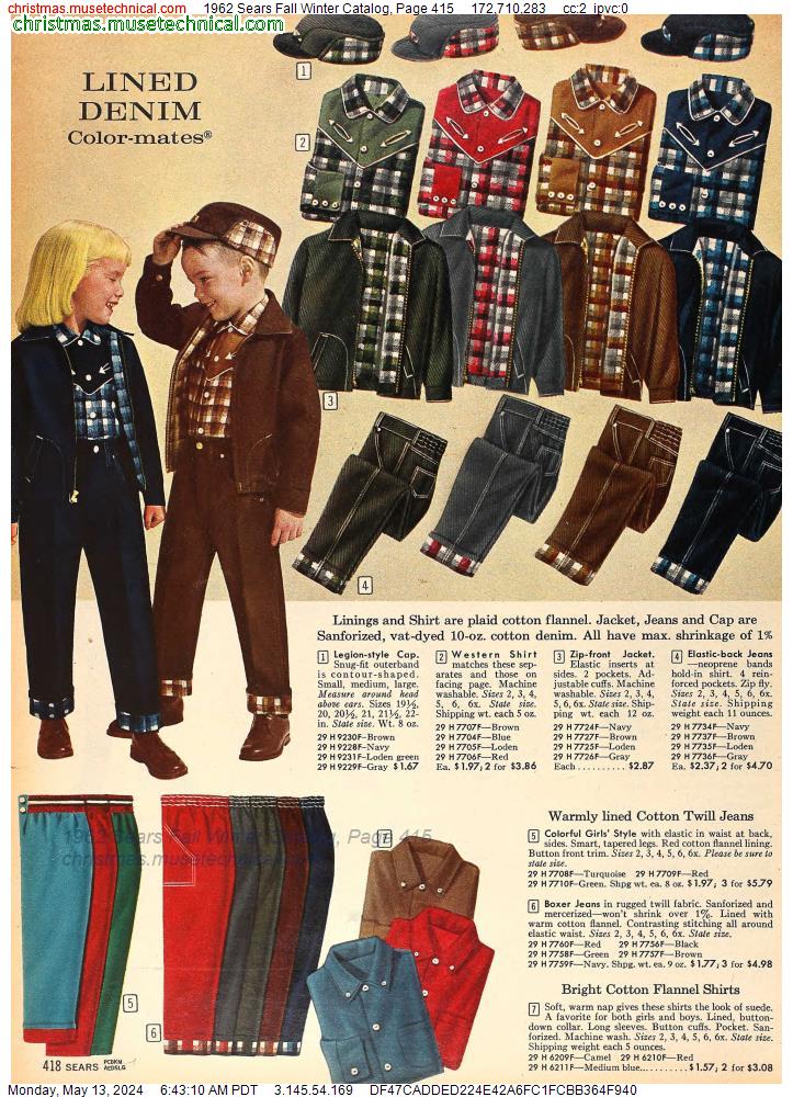 1962 Sears Fall Winter Catalog, Page 415