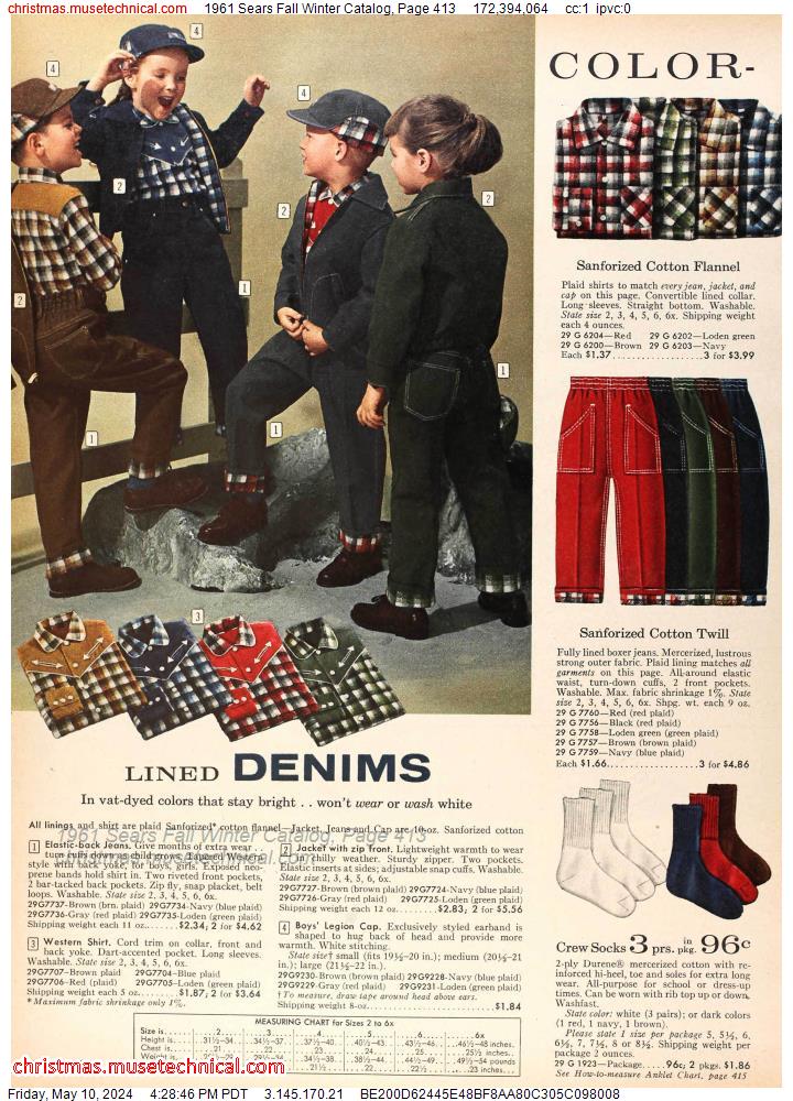 1961 Sears Fall Winter Catalog, Page 413